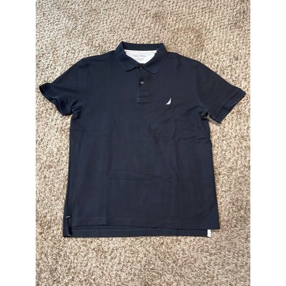 Nautica Black White Short Sleeve Polo Mens Shirt Size Large - Picture 1 of 3